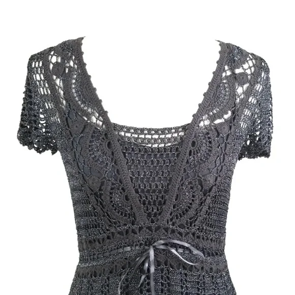 Marks & Spencer Gray Knit Lace Top - Picture 2 of 5